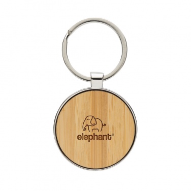 Logotrade promotional item image of: RCS recycled zinc alloy round keychain with bamboo