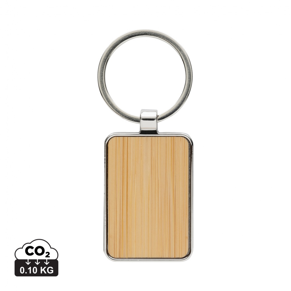 Logotrade promotional item picture of: RCS recycled zinc alloy rectangle keychain with bamboo