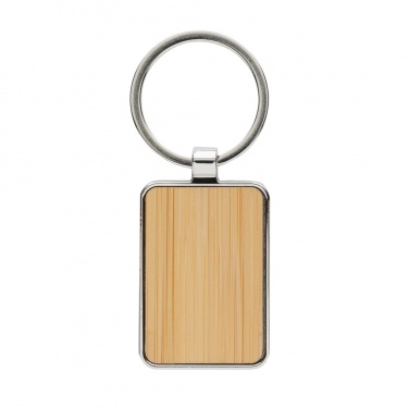 Logo trade promotional gifts picture of: RCS recycled zinc alloy rectangle keychain with bamboo