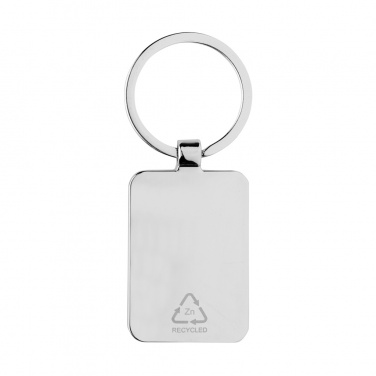 Logo trade promotional gifts image of: RCS recycled zinc alloy rectangle keychain with bamboo