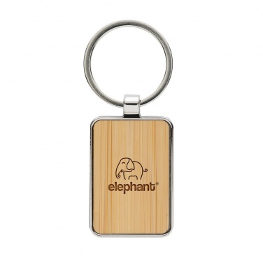 Logo trade corporate gifts picture of: RCS recycled zinc alloy rectangle keychain with bamboo