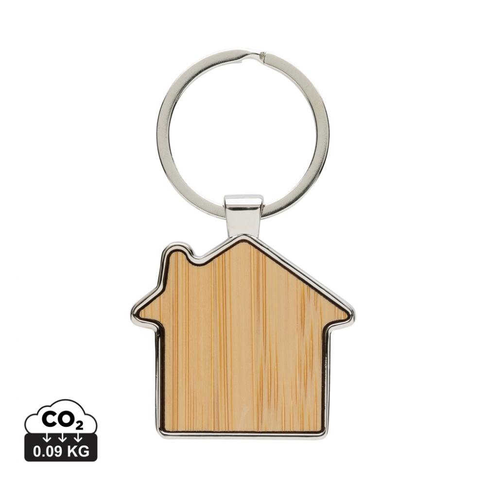 Logotrade corporate gifts photo of: RCS recycled zinc alloy house keychain with bamboo