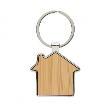 Logotrade business gift image of: RCS recycled zinc alloy house keychain with bamboo