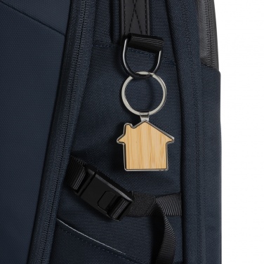 Logo trade corporate gift photo of: RCS recycled zinc alloy house keychain with bamboo