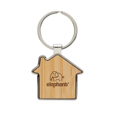 Logo trade promotional products picture of: RCS recycled zinc alloy house keychain with bamboo