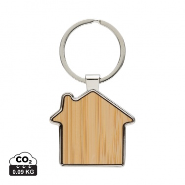 Logotrade promotional merchandise photo of: RCS recycled zinc alloy house keychain with bamboo