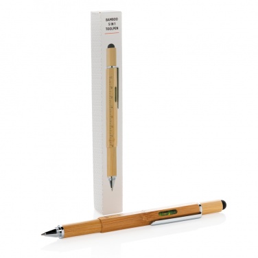 Logo trade promotional giveaways image of: Bamboo 5-in-1 toolpen