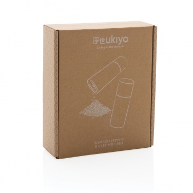 Logo trade promotional giveaways picture of: Ukiyo bamboo salt and pepper mill set