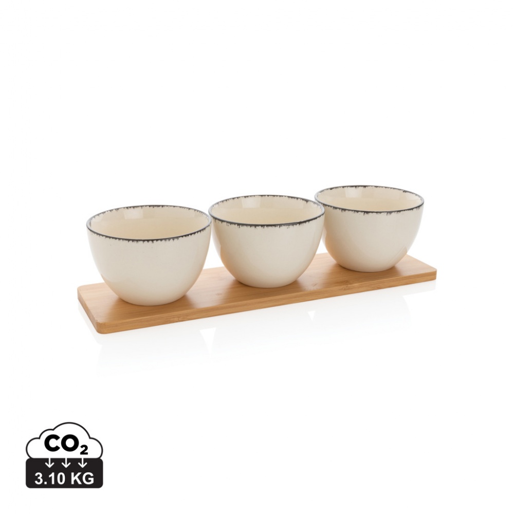 Logotrade promotional product picture of: Ukiyo 3pc serving bowl set with bamboo tray