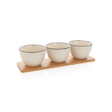 Logo trade promotional products picture of: Ukiyo 3pc serving bowl set with bamboo tray