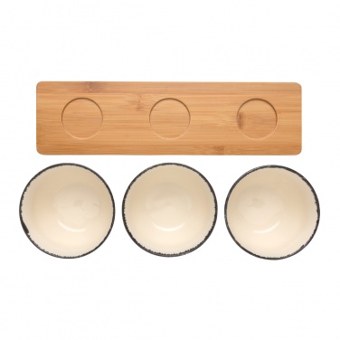 Logo trade corporate gifts image of: Ukiyo 3pc serving bowl set with bamboo tray