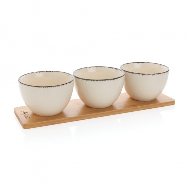 Logo trade promotional merchandise image of: Ukiyo 3pc serving bowl set with bamboo tray