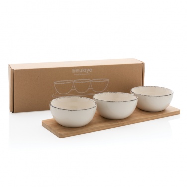 Logo trade promotional item photo of: Ukiyo 3pc serving bowl set with bamboo tray