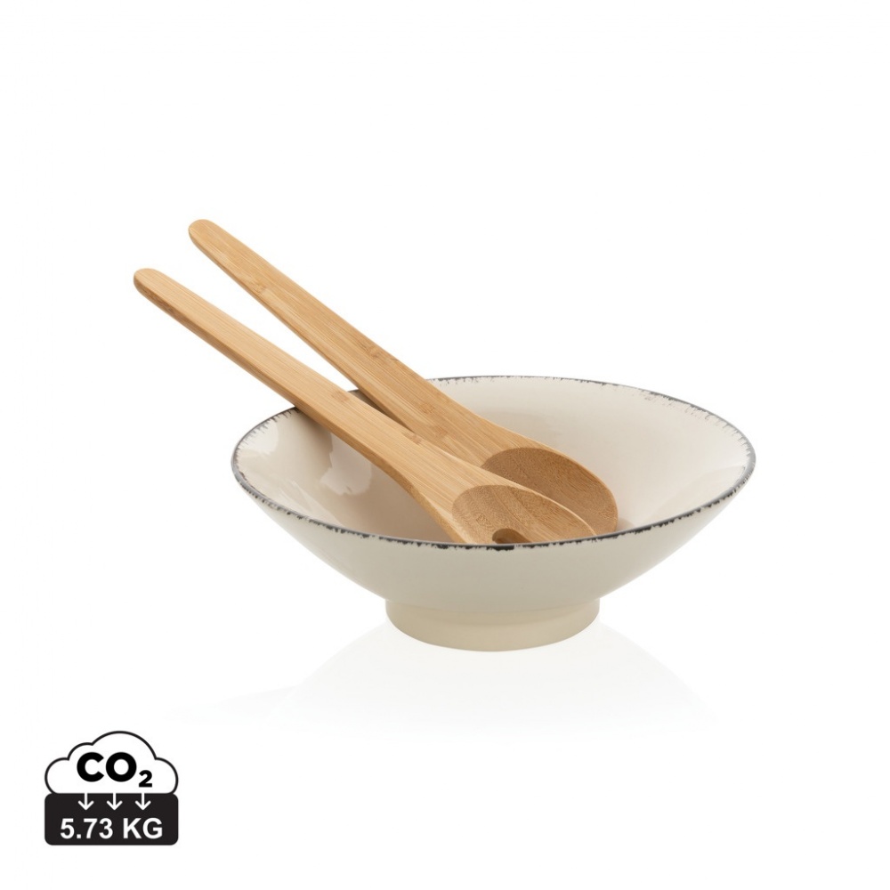 Logo trade corporate gifts picture of: Ukiyo salad bowl with bamboo salad server