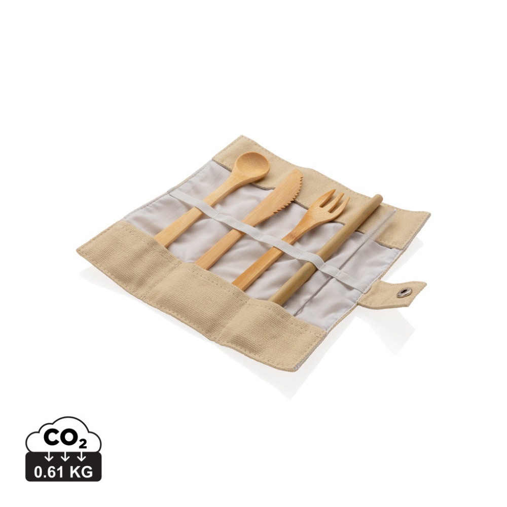 Logo trade promotional giveaways picture of: Reusable bamboo travel cutlery set