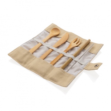 Logo trade promotional merchandise photo of: Reusable bamboo travel cutlery set