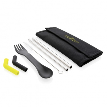 Logo trade corporate gifts image of: Tierra 2pcs straw and cutlery set in pouch