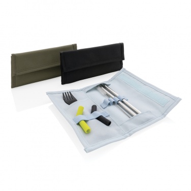 Logo trade promotional merchandise picture of: Tierra 2pcs straw and cutlery set in pouch