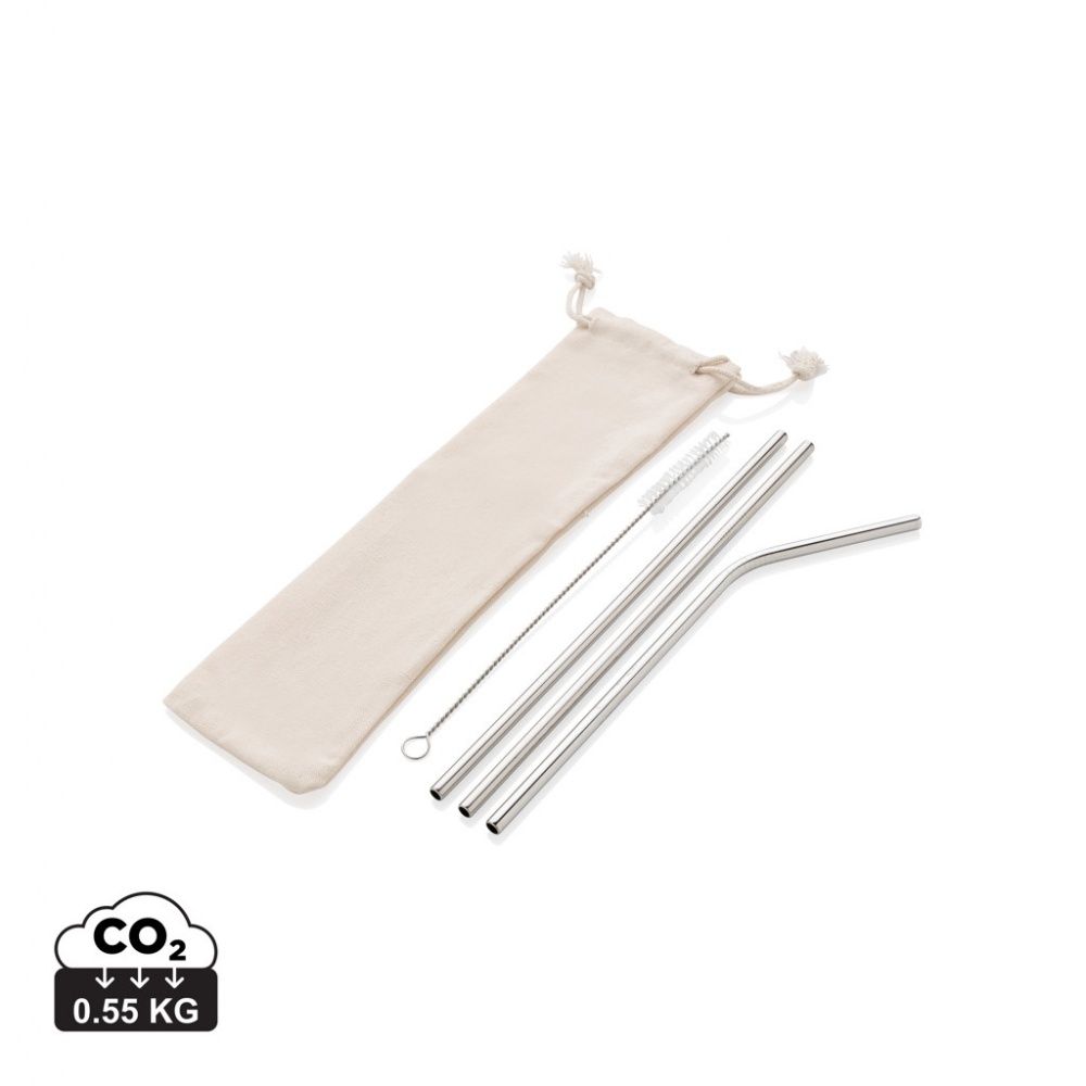 Logo trade corporate gifts picture of: Reusable stainless steel 3 pcs straw set