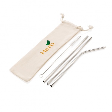 Logo trade promotional merchandise picture of: Reusable stainless steel 3 pcs straw set