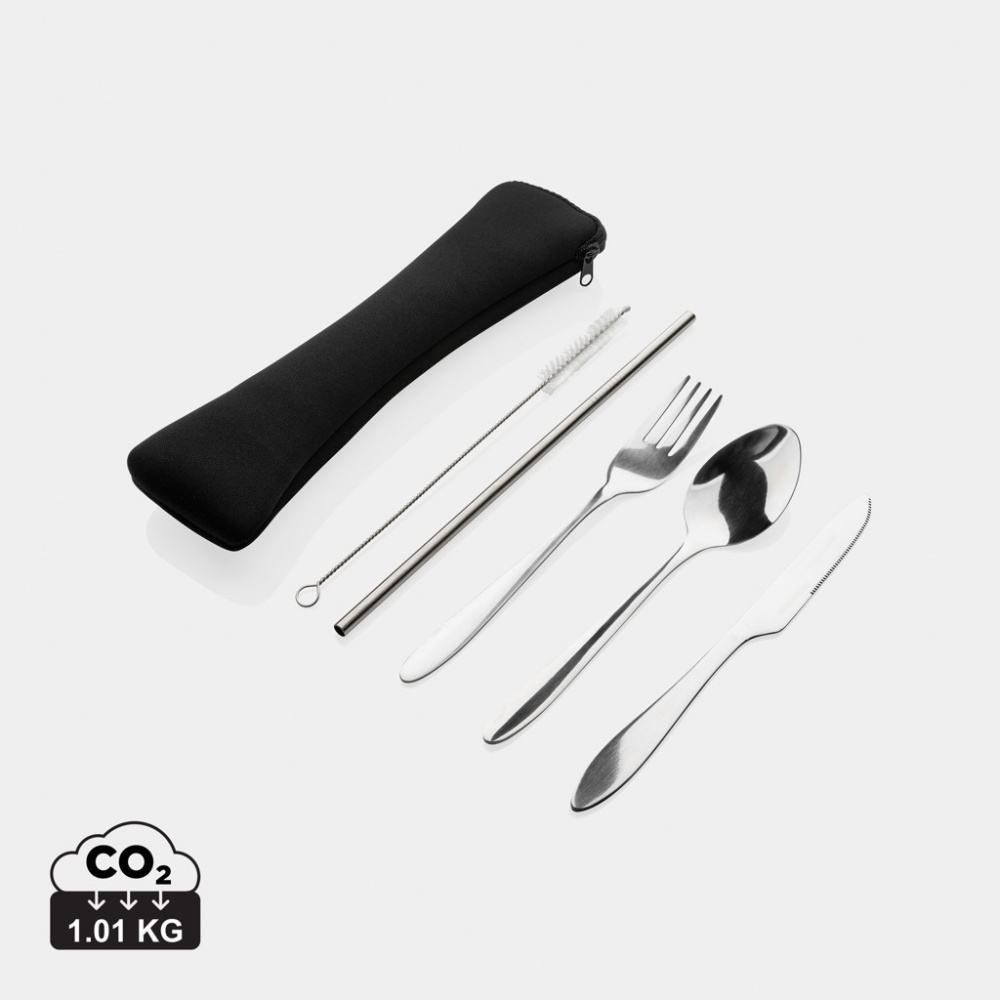 Logo trade promotional items picture of: 4 PCS stainless steel re-usable cutlery set