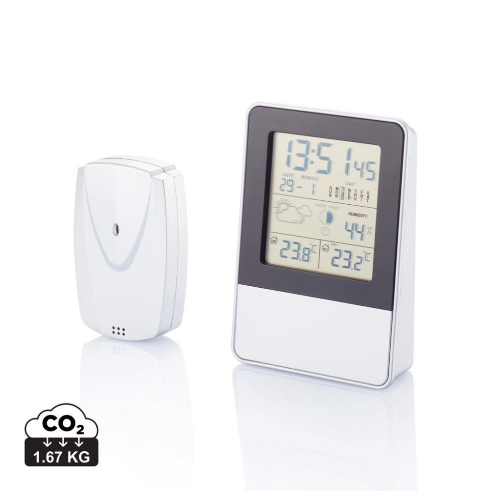 Logo trade promotional giveaways image of: Indoor/outdoor weather station