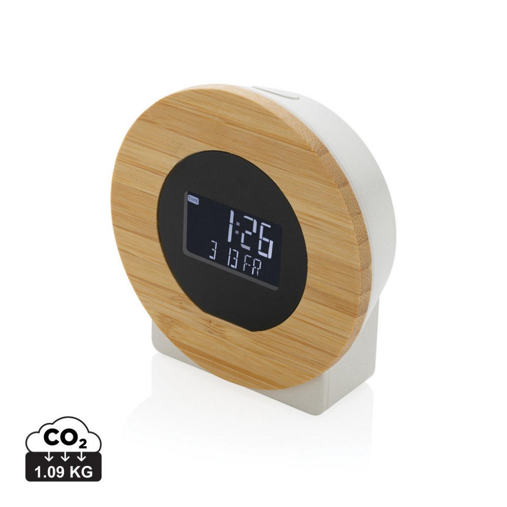 Logotrade advertising product picture of: Utah RCS rplastic and bamboo LCD desk clock