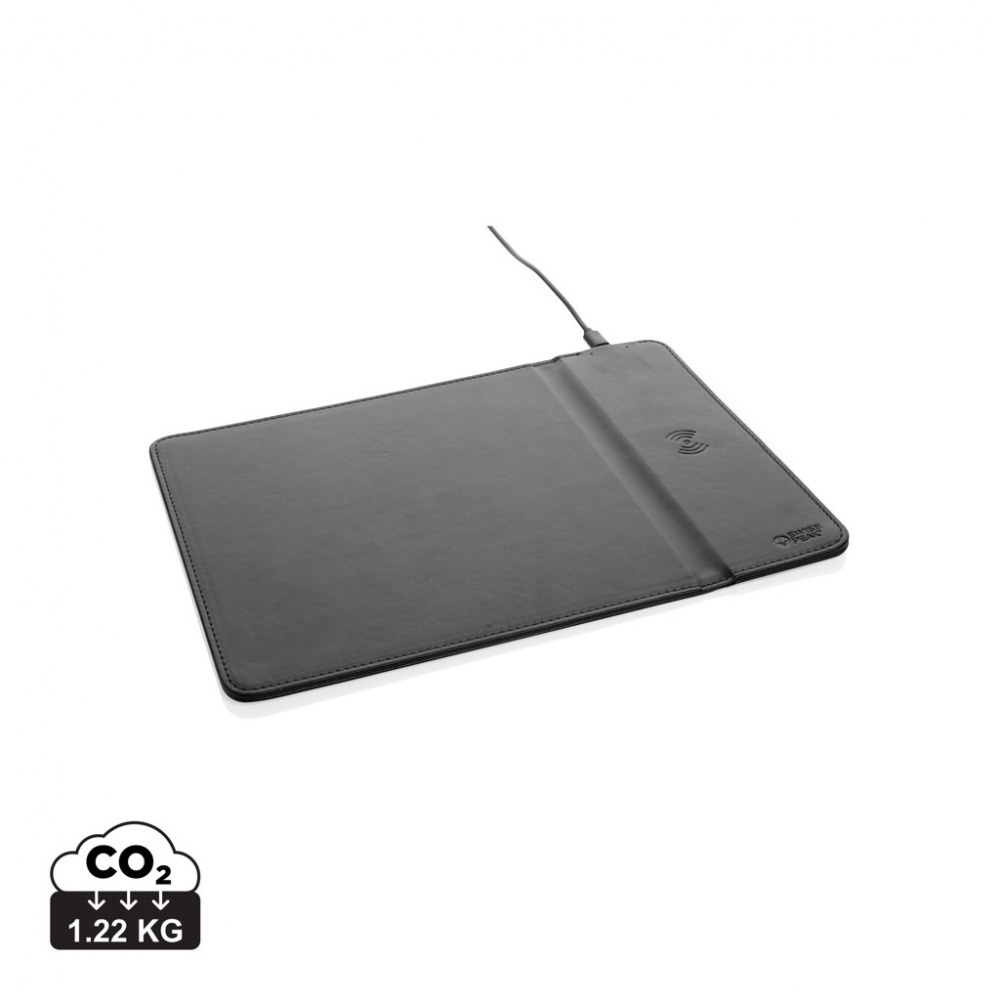 Logo trade promotional merchandise picture of: Swiss Peak RCS recycled PU 10W wireless charging mousepad