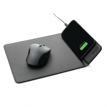 Logo trade advertising product photo of: Swiss Peak RCS recycled PU 10W wireless charging mousepad