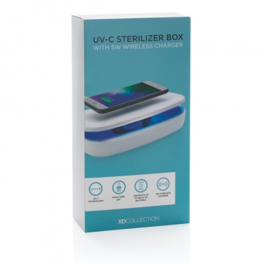 Logo trade promotional gifts image of: UV-C steriliser box with 5W wireless charger