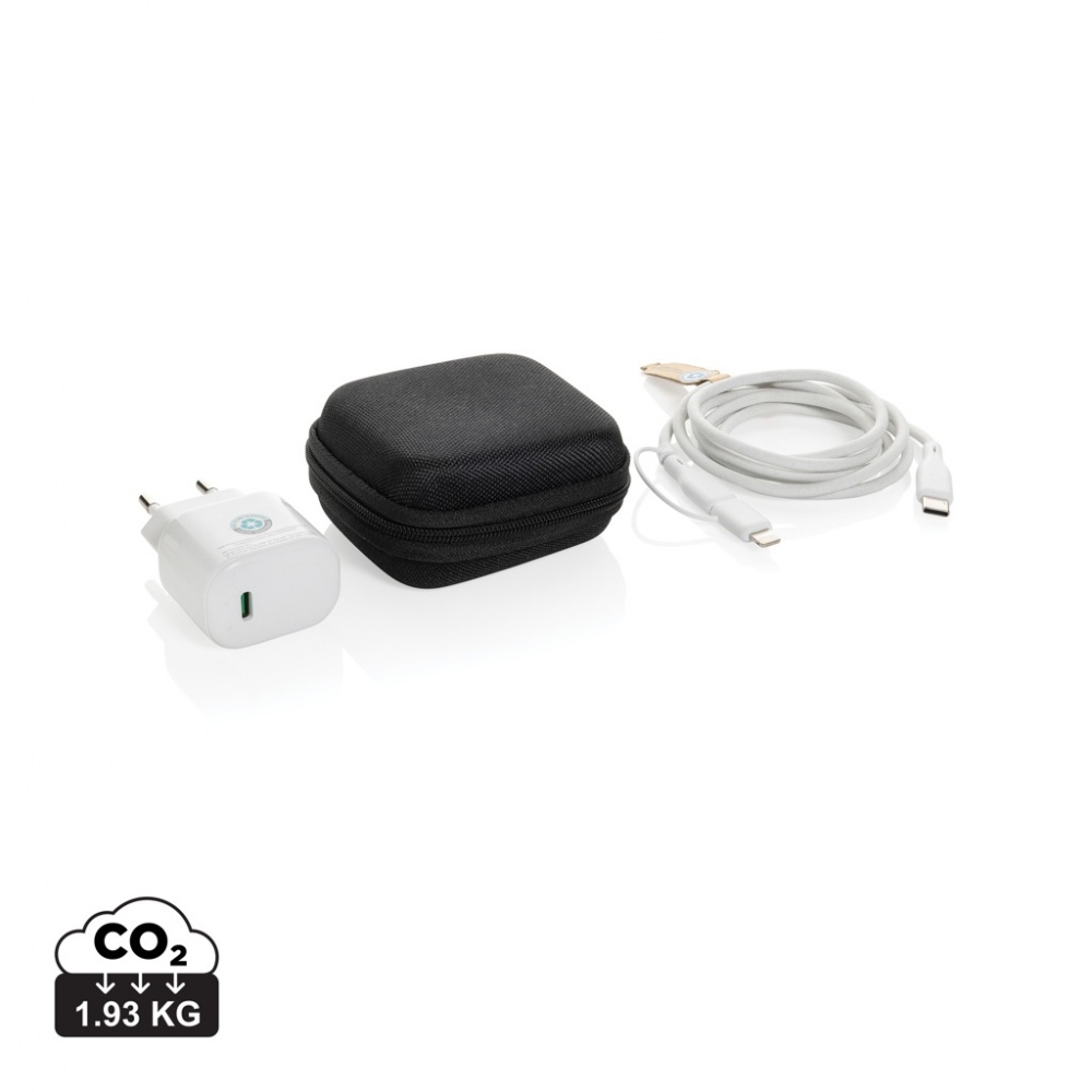 Logo trade business gift photo of: Boost RCS reycled PET 20W type C 2 pcs charging set