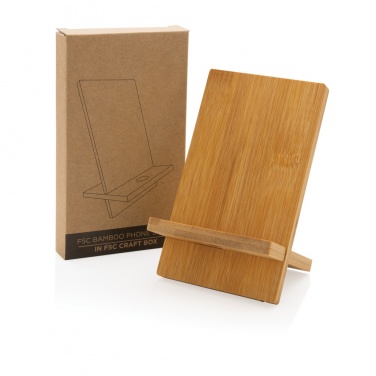 Logo trade promotional products image of: Bamboo phone stand in kraft box