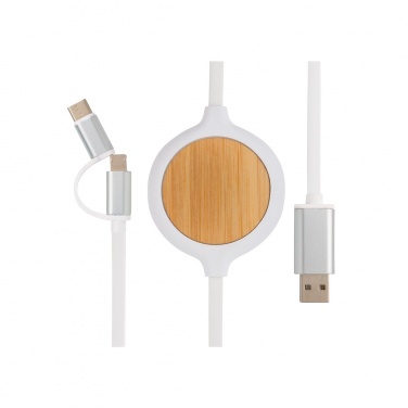 Logotrade promotional item picture of: 3-in-1 cable with 5W bamboo wireless charger