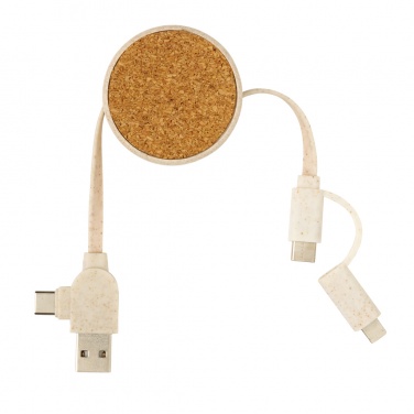 Logo trade business gift photo of: Cork and Wheat 6-in-1 retractable cable