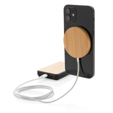 Logo trade corporate gift photo of: 10W bamboo magnetic wireless charger