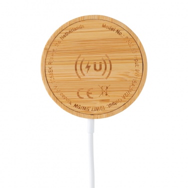 Logotrade promotional gift image of: 10W bamboo magnetic wireless charger