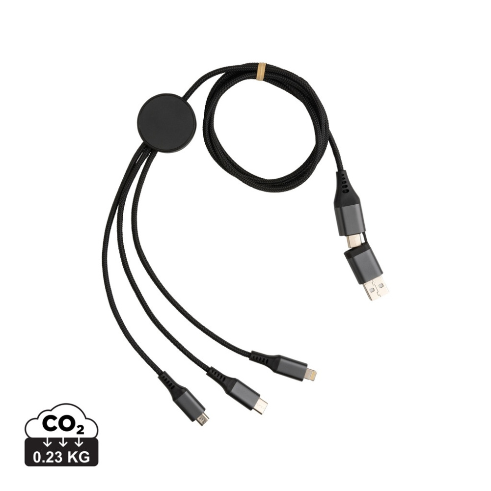 Logo trade corporate gifts picture of: Terra RCS recycled aluminium 120cm 6-in-1 cable