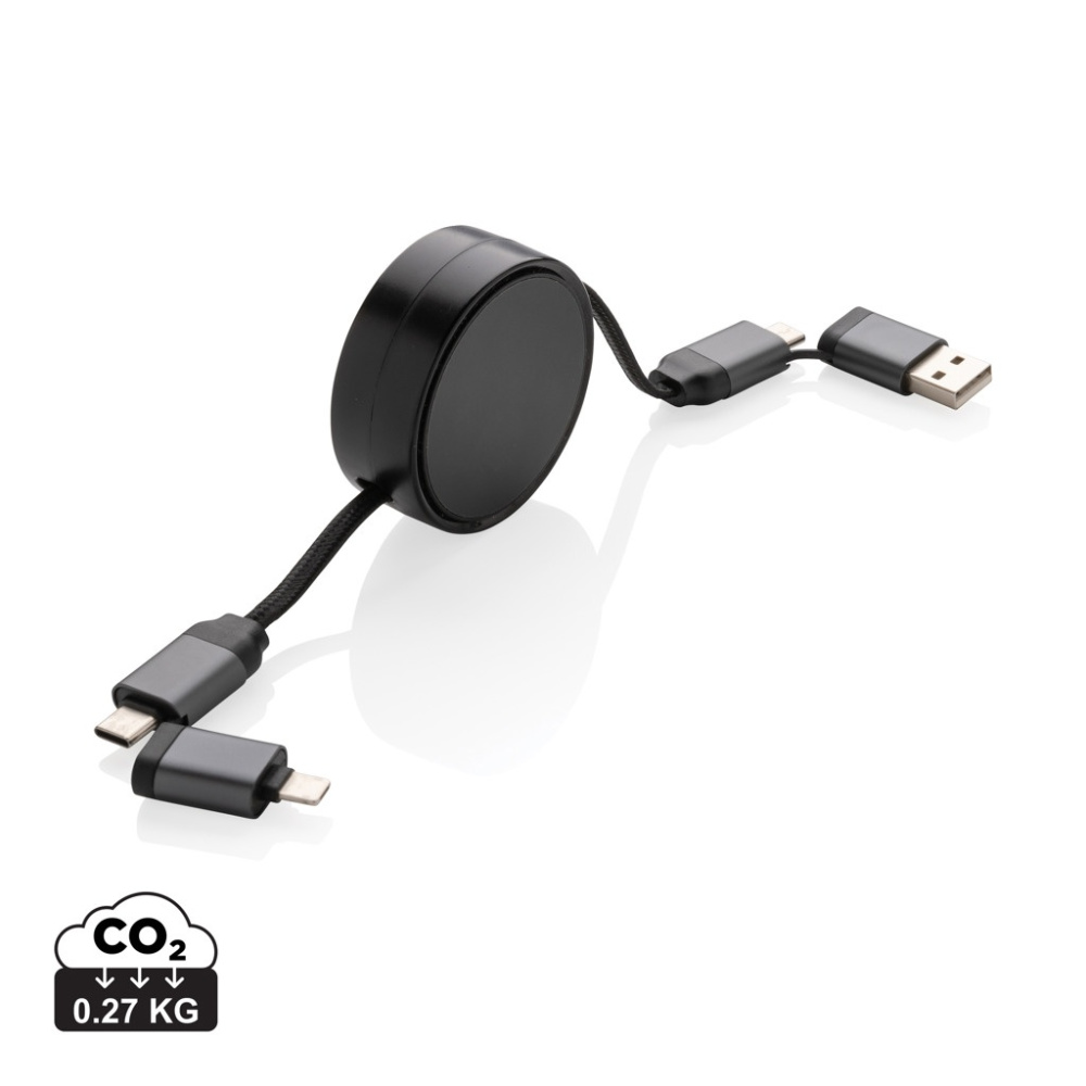 Logo trade promotional items picture of: Terra RCS recycled aluminium retractable 6 in 1 cable