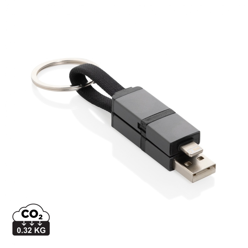 Logo trade business gift photo of: Terra recycled aluminum 4 in 1 60W fast charging cable