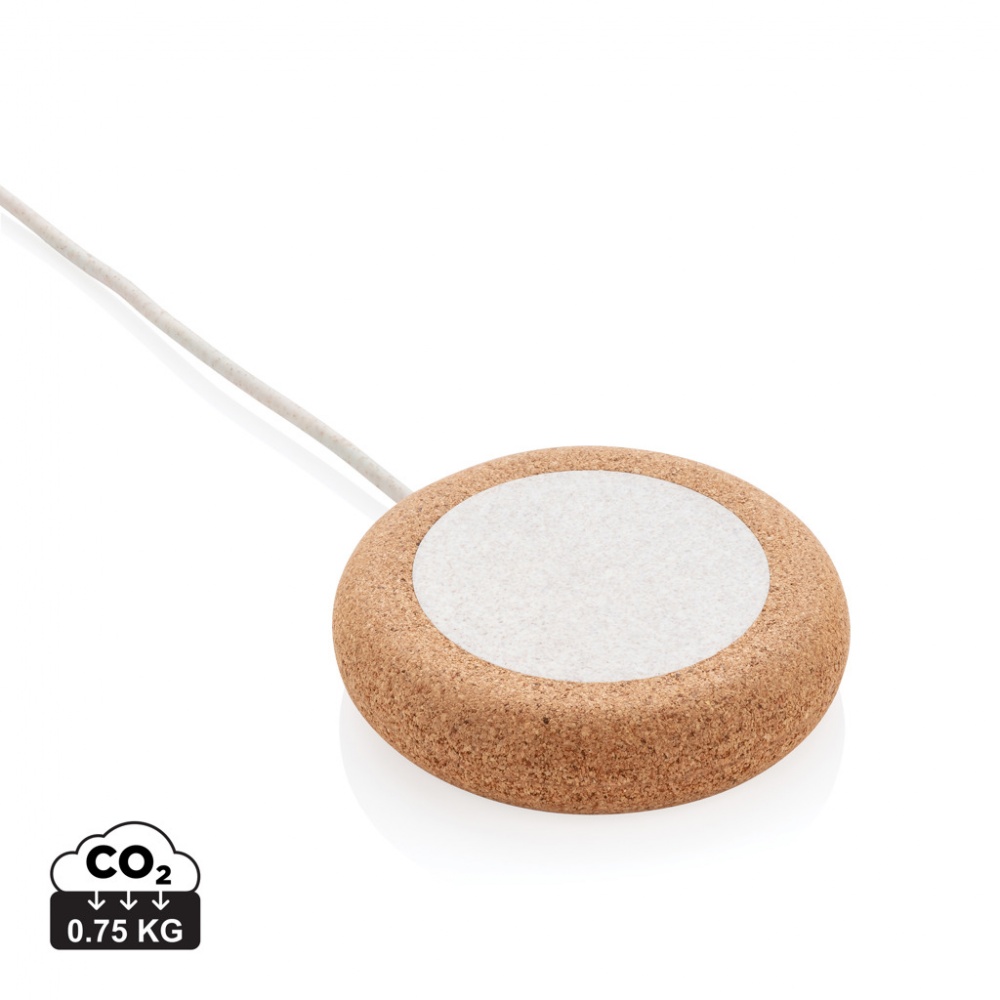 Logo trade promotional merchandise image of: Cork and Wheat 5W wireless charger