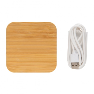 Logo trade advertising products picture of: Bamboo 5W wireless charger with USB