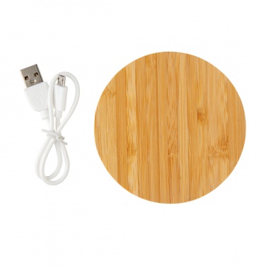 Logotrade promotional products photo of: Bamboo 5W round wireless charger