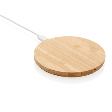 Logo trade promotional gifts image of: Bamboo 5W round wireless charger