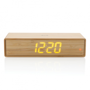 Logotrade promotional item image of: Bamboo alarm clock with 5W wireless charger