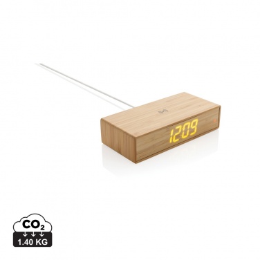 Logotrade advertising product image of: Bamboo alarm clock with 5W wireless charger