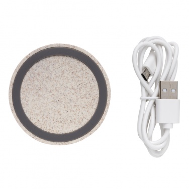 Logo trade promotional gifts picture of: Wheat Straw 5W round wireless charging pad