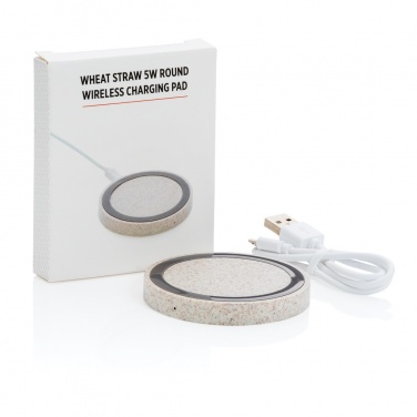 Logo trade promotional merchandise image of: Wheat Straw 5W round wireless charging pad