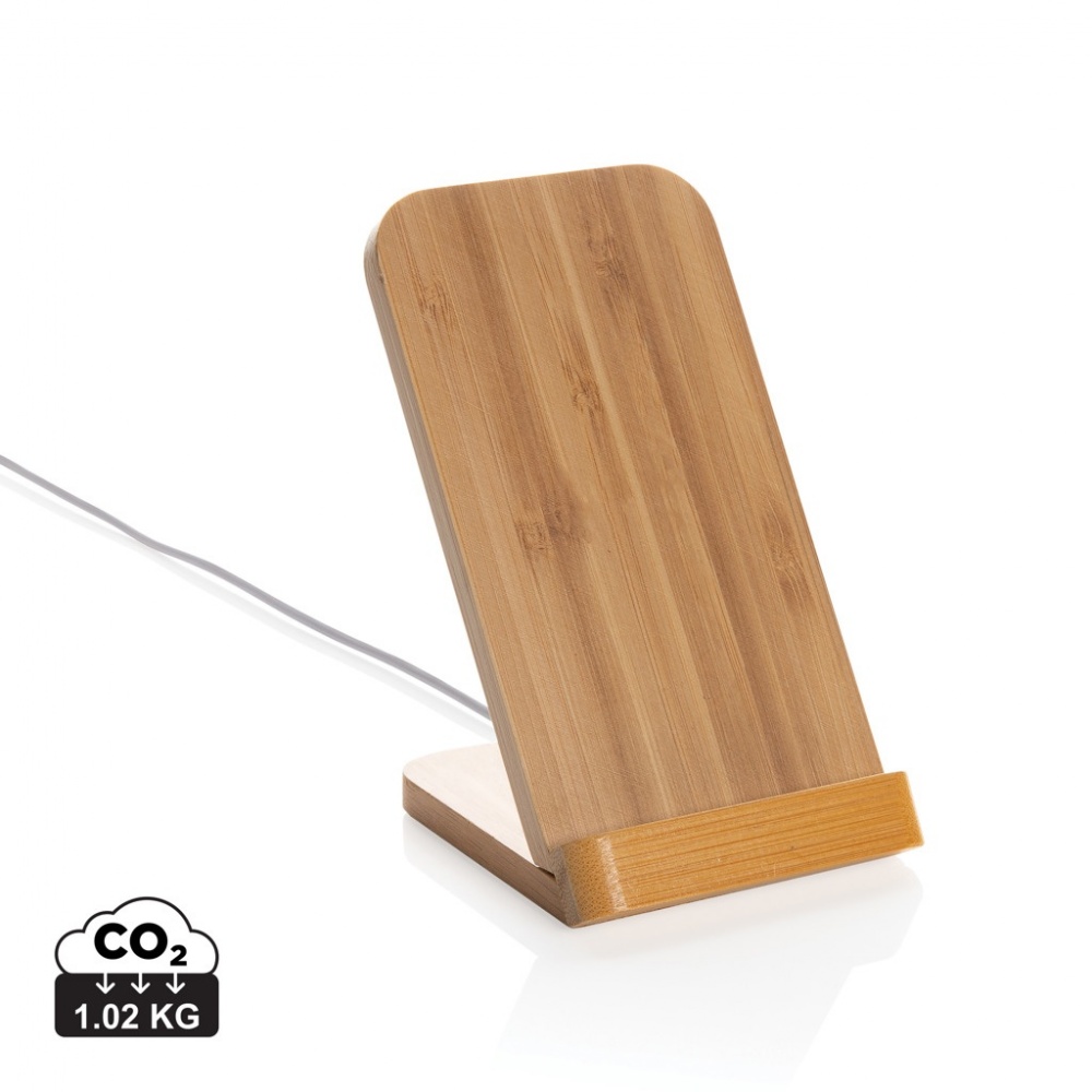 Logo trade advertising product photo of: Bamboo 5W wireless charging stand