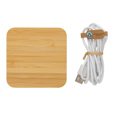 Logotrade promotional item image of: Bamboo 10W wireless charger with USB