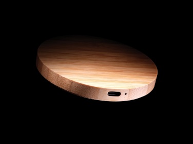 Logo trade promotional merchandise image of: Bamboo 15W wireless charger